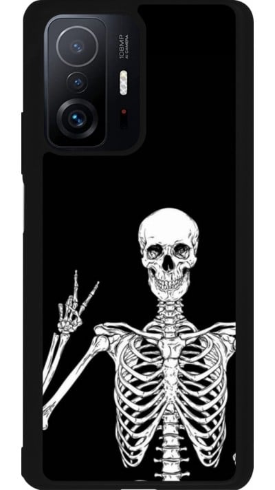 Coque Xiaomi 11T - Silicone rigide noir Halloween 2023 peace skeleton