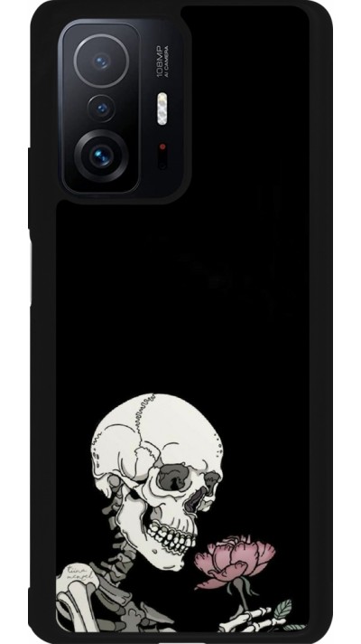 Coque Xiaomi 11T - Silicone rigide noir Halloween 2023 rose and skeleton