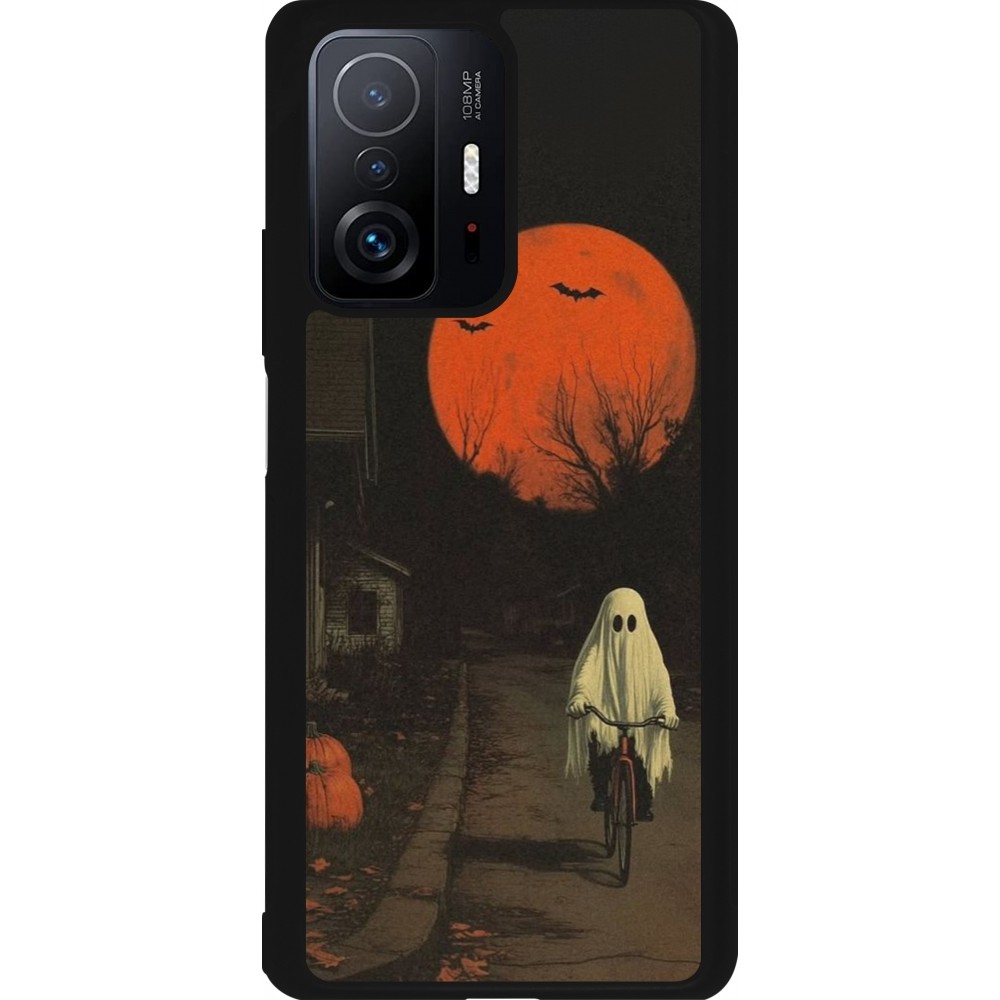 Xiaomi 11T Case Hülle - Silikon schwarz Halloween 2025 Ghost on a bicycle