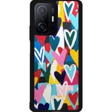 Coque Xiaomi 11T - Silicone rigide noir Joyful Hearts