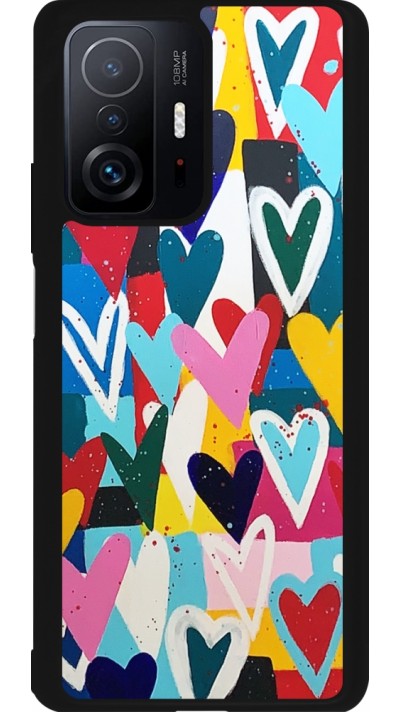 Coque Xiaomi 11T - Silicone rigide noir Joyful Hearts