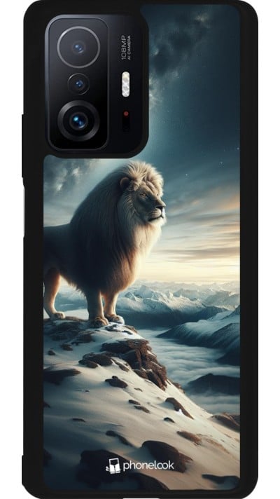 Coque Xiaomi 11T - Silicone rigide noir Le lion blanc