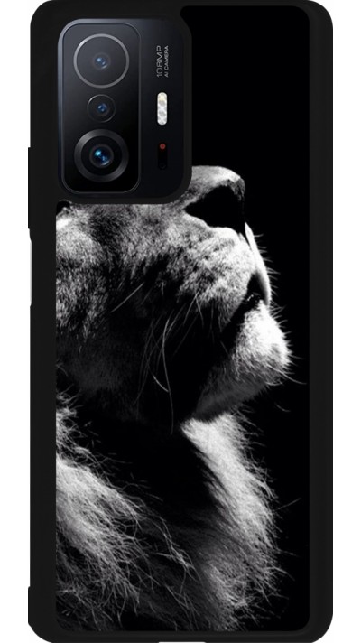 Coque Xiaomi 11T - Silicone rigide noir Lion looking up