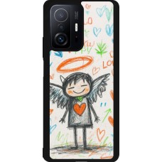 Coque Xiaomi 11T - Silicone rigide noir Little Angel Sketch Love
