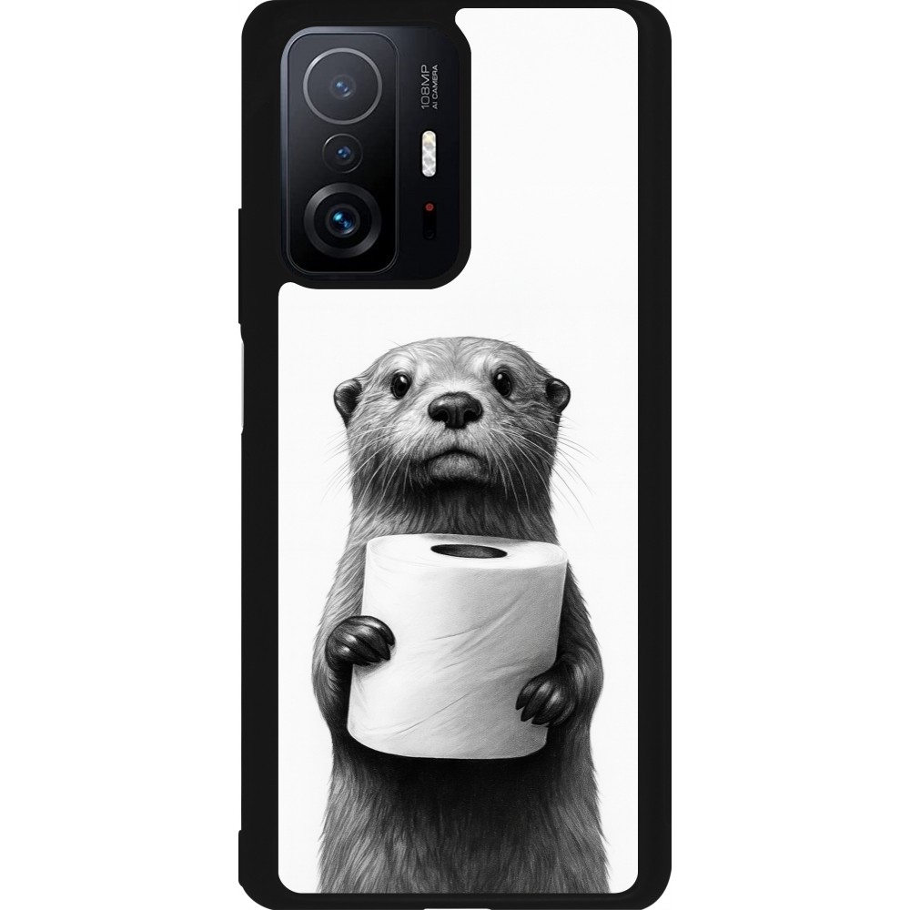 Xiaomi 11T Case Hülle - Silikon schwarz Otter Toilettenpapier