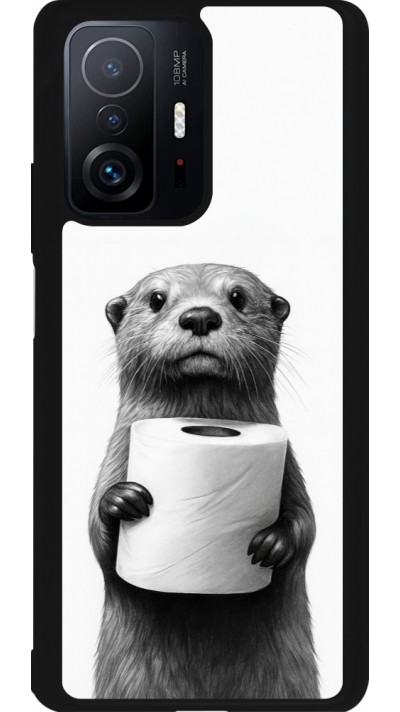 Xiaomi 11T Case Hülle - Silikon schwarz Otter Toilettenpapier
