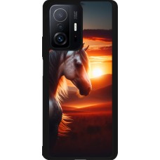 Coque Xiaomi 11T - Silicone rigide noir Majestic Sunset Horse