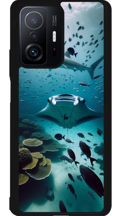 Coque Xiaomi 11T - Silicone rigide noir Manta Lagon Nettoyage