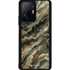 Coque Xiaomi 11T - Silicone rigide noir Marbre Olive