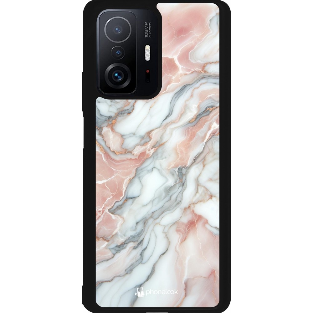Xiaomi 11T Case Hülle - Silikon schwarz Rosa Leuchtender Marmor