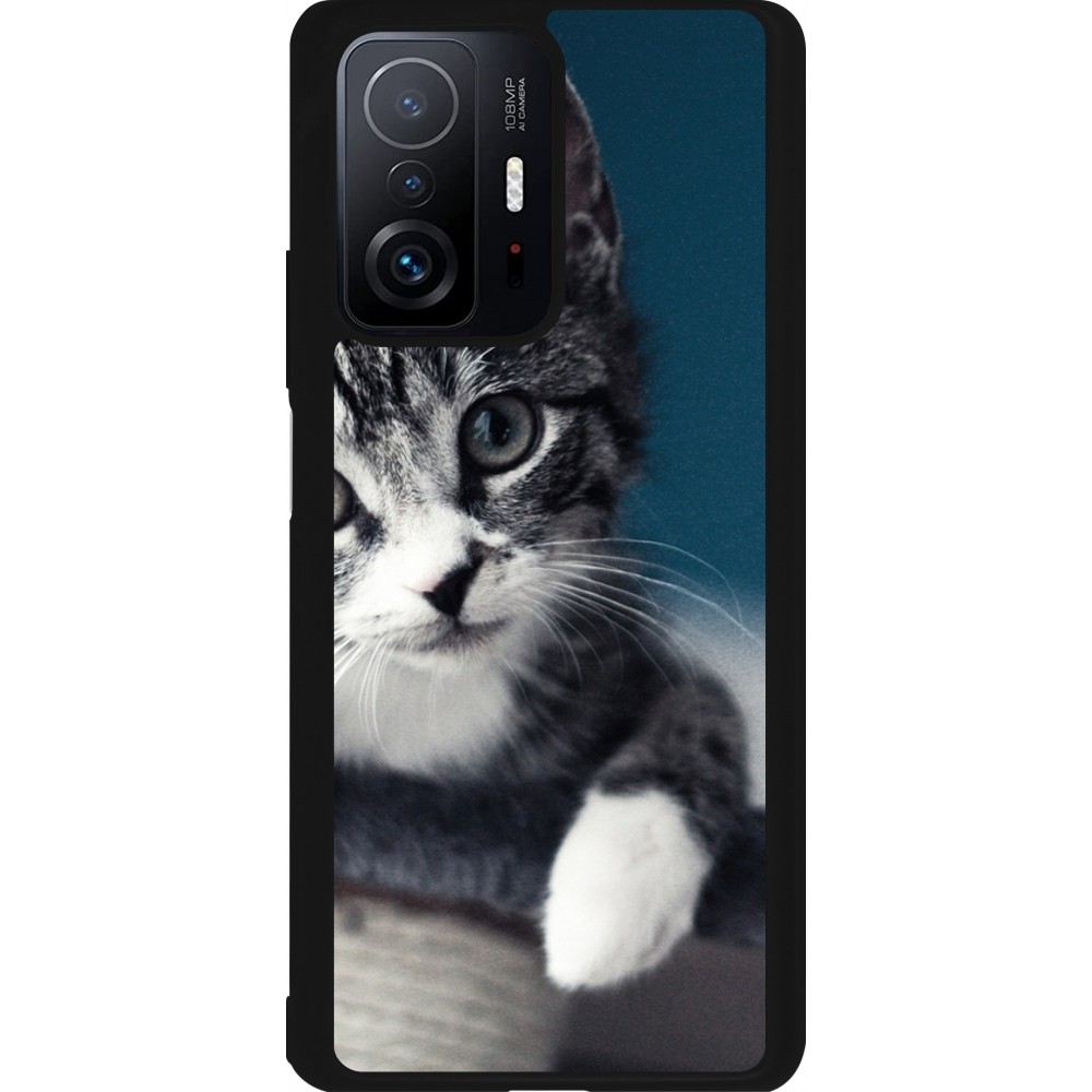 Coque Xiaomi 11T - Silicone rigide noir Meow 23