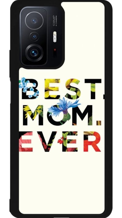 Xiaomi 11T Case Hülle - Silikon schwarz Mom 2023 best Mom ever flowers