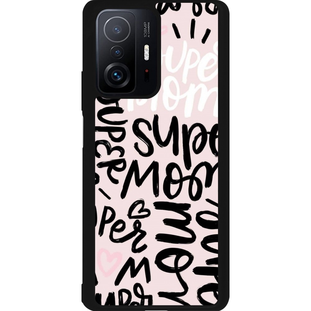 Coque Xiaomi 11T - Silicone rigide noir Mom 2024 Super mom