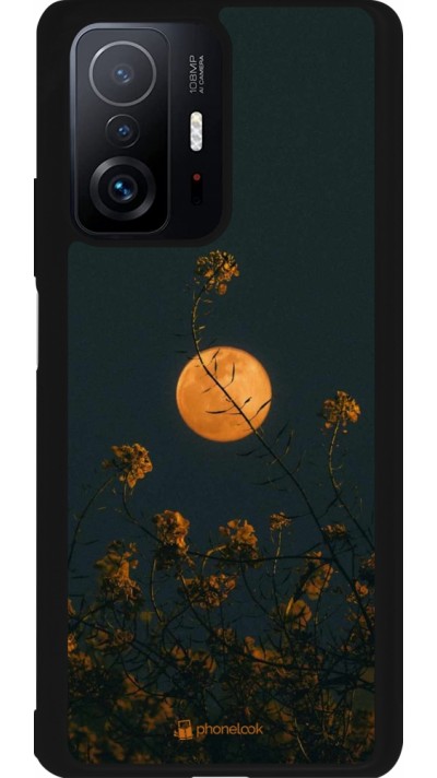 Coque Xiaomi 11T - Silicone rigide noir Moon Flowers