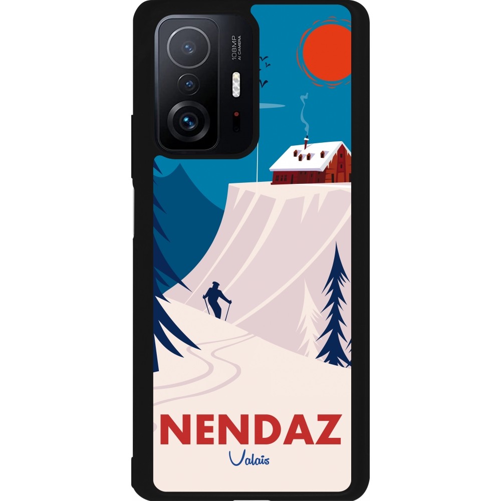 Coque Xiaomi 11T - Silicone rigide noir Nendaz Cabane Ski