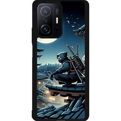 Coque Xiaomi 11T - Silicone rigide noir Ninja sous la lune