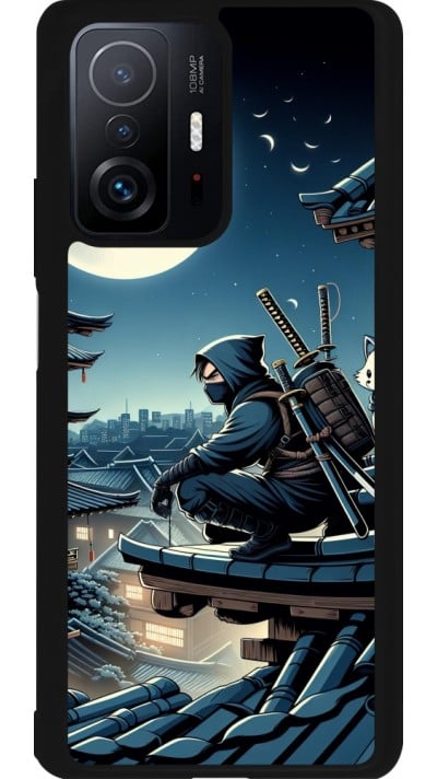 Coque Xiaomi 11T - Silicone rigide noir Ninja sous la lune
