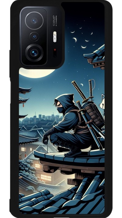 Coque Xiaomi 11T - Silicone rigide noir Ninja sous la lune