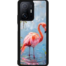 Coque Xiaomi 11T - Silicone rigide noir Paint Flamingo