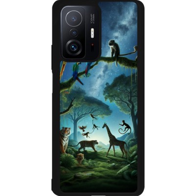 Coque Xiaomi 11T - Silicone rigide noir Paradis des animaux exotiques