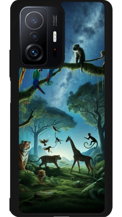 Coque Xiaomi 11T - Silicone rigide noir Paradis des animaux exotiques
