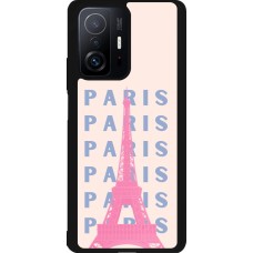 Coque Xiaomi 11T - Silicone rigide noir Paris Pink Print