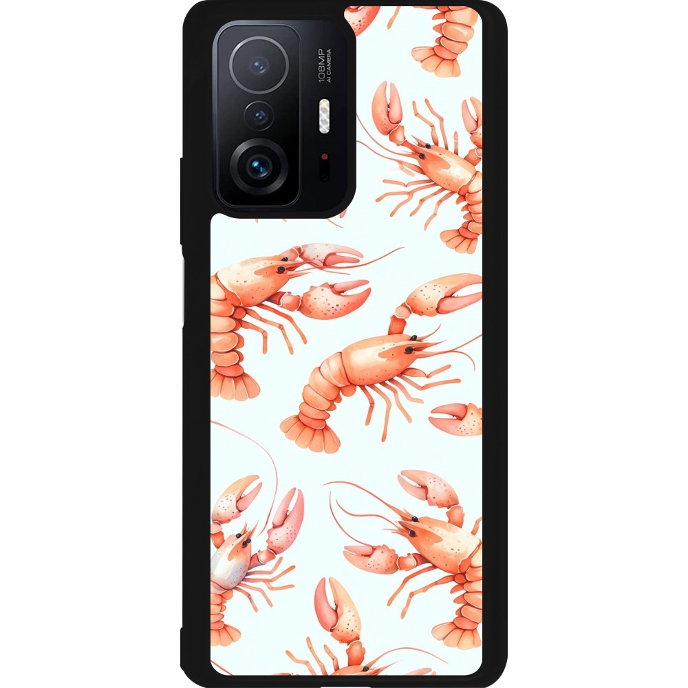 Xiaomi 11T Case Hülle - Silikon schwarz Muster von pastellfarbenen Hummern