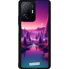 Xiaomi 11T Case Hülle - Silikon schwarz Lila-rosa Landschaft