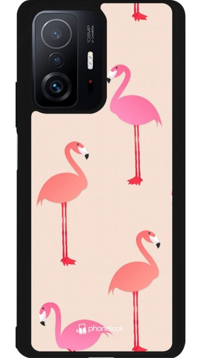 Coque Xiaomi 11T - Silicone rigide noir Pink Flamingos Pattern