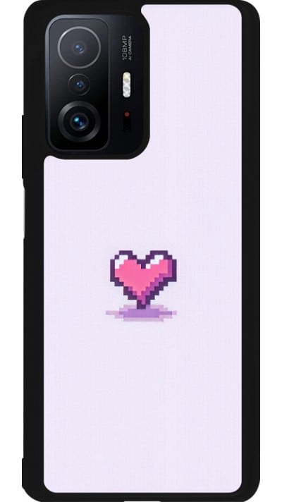Xiaomi 11T Case Hülle - Silikon schwarz Pixel Herz Hellviolett