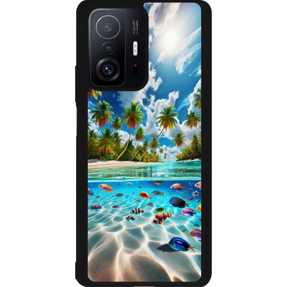Coque Xiaomi 11T - Silicone rigide noir Plage Paradis