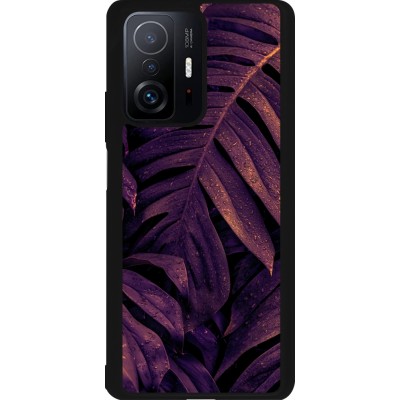 Xiaomi 11T Case Hülle - Silikon schwarz Purple Light Leaves