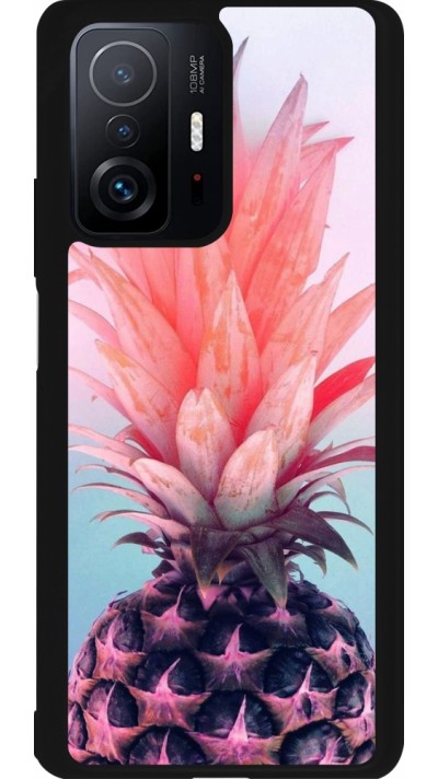 Coque Xiaomi 11T - Silicone rigide noir Purple Pink Pineapple