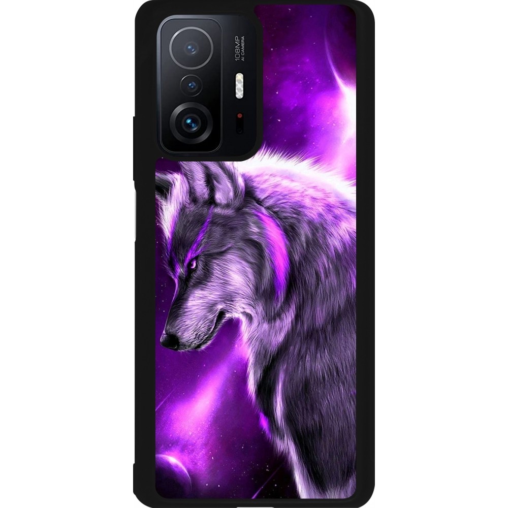 Coque Xiaomi 11T - Silicone rigide noir Purple Sky Wolf