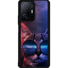 Coque Xiaomi 11T - Silicone rigide noir Red Blue Cat Glasses