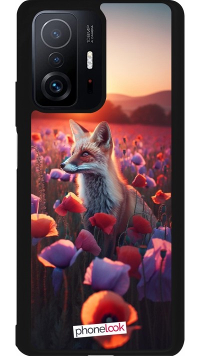 Xiaomi 11T Case Hülle - Silikon schwarz Purpurroter Fuchs bei Dammerung