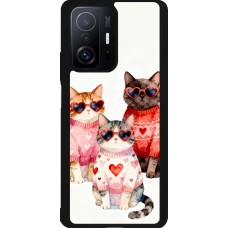 Coque Xiaomi 11T - Silicone rigide noir Saint Valentines Day 26 Cat Love