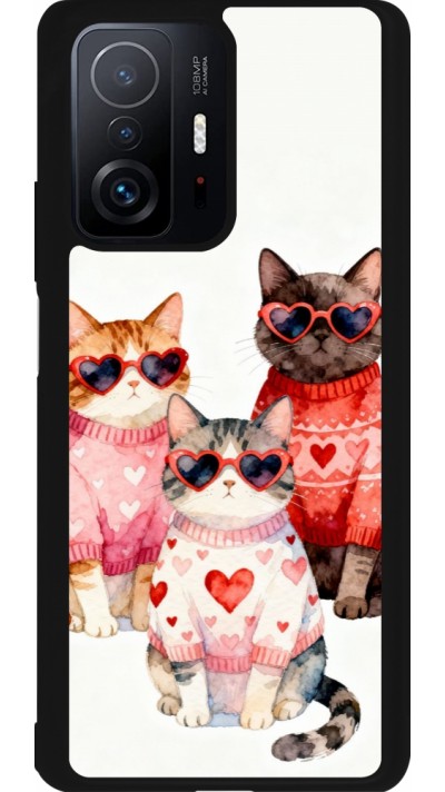 Coque Xiaomi 11T - Silicone rigide noir Saint Valentines Day 26 Cat Love