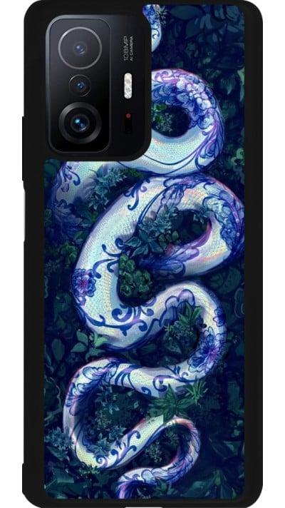 Coque Xiaomi 11T - Silicone rigide noir Serpent Blue Anaconda