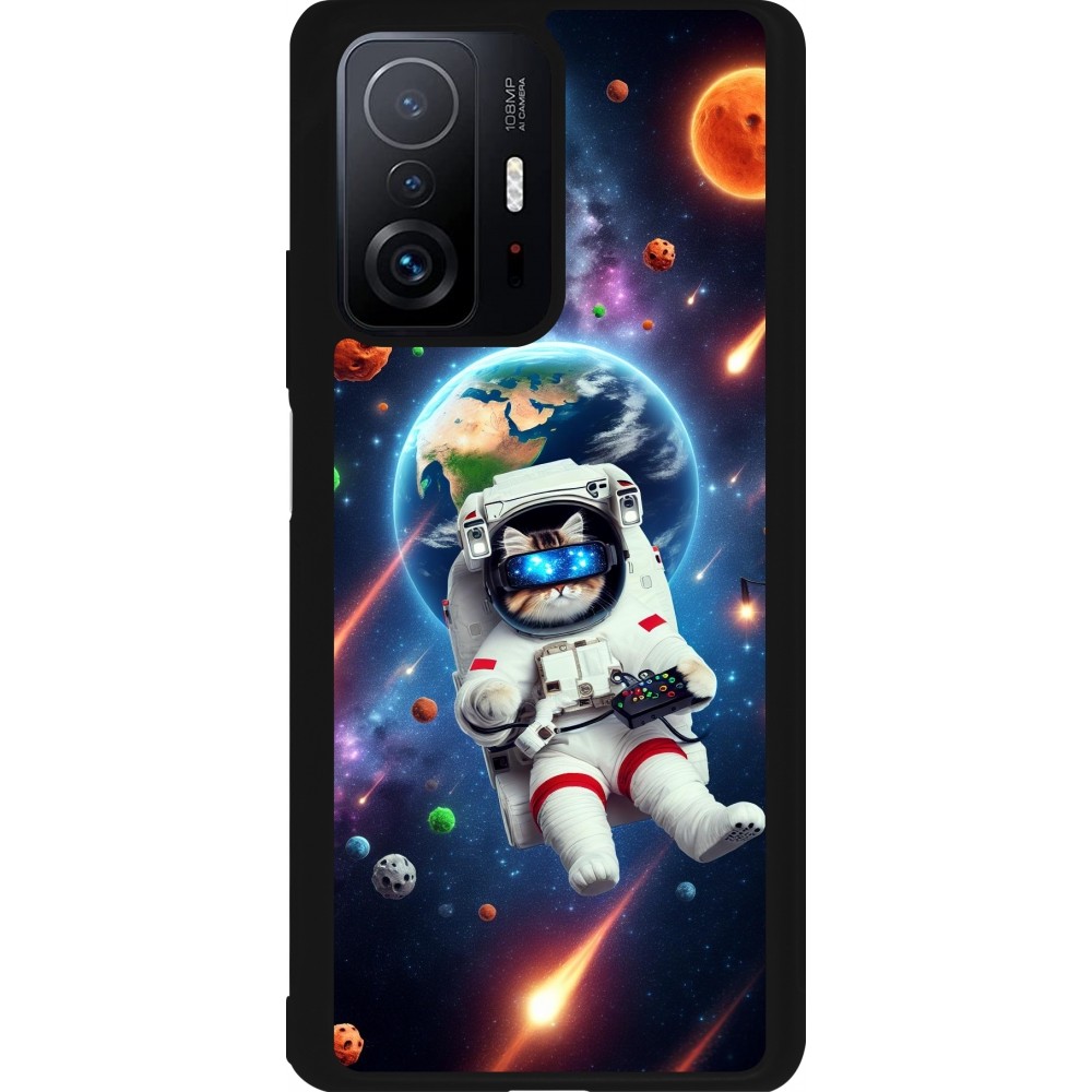 Coque Xiaomi 11T - Silicone rigide noir VR SpaceCat Odyssey