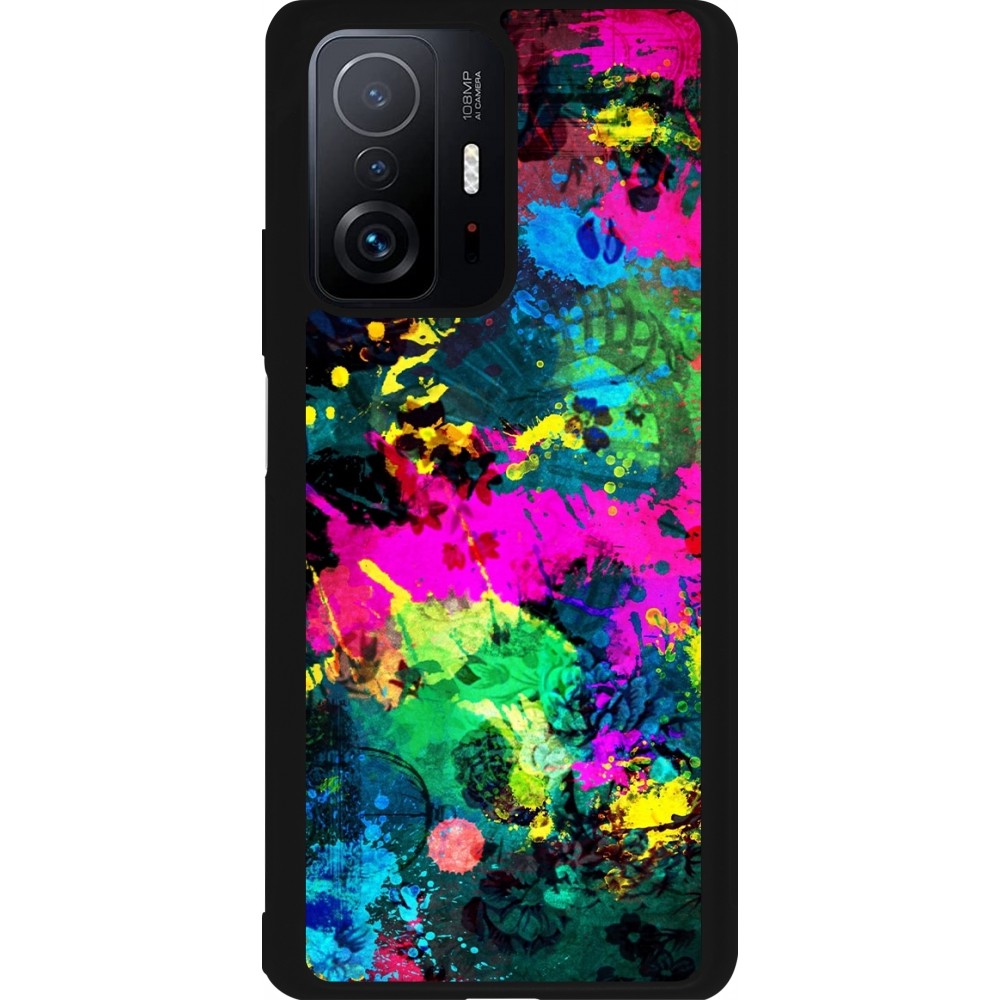 Coque Xiaomi 11T - Silicone rigide noir Splash paint