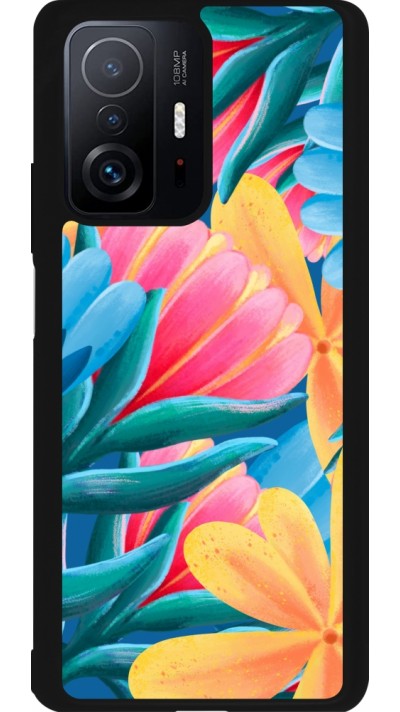 Xiaomi 11T Case Hülle - Silikon schwarz Spring 23 colorful flowers