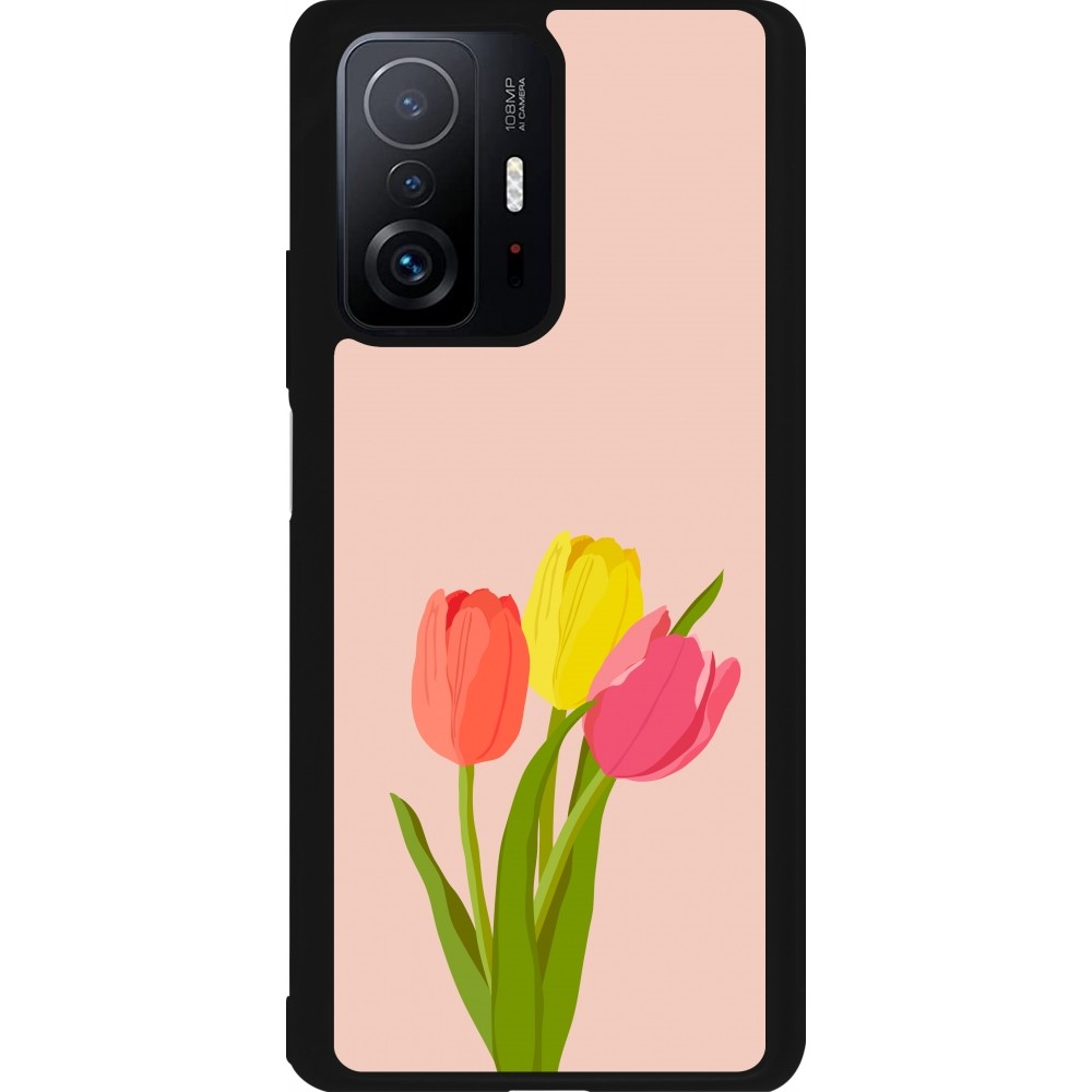Xiaomi 11T Case Hülle - Silikon schwarz Spring 23 tulip trio