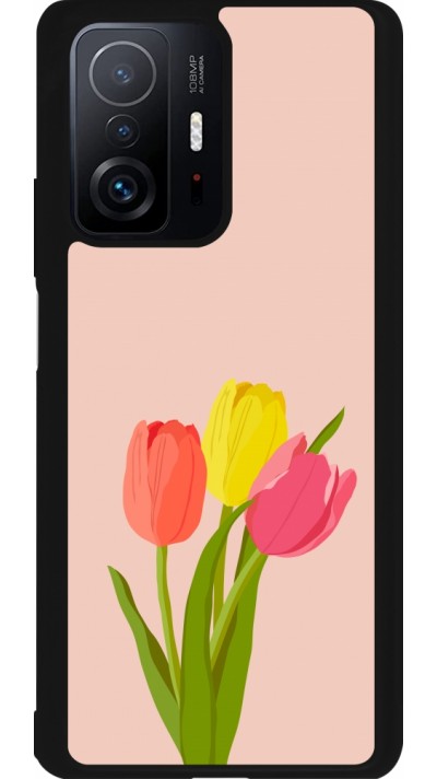 Coque Xiaomi 11T - Silicone rigide noir Spring 23 tulip trio