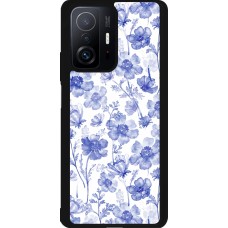 Xiaomi 11T Case Hülle - Silikon schwarz Spring 23 watercolor blue flowers