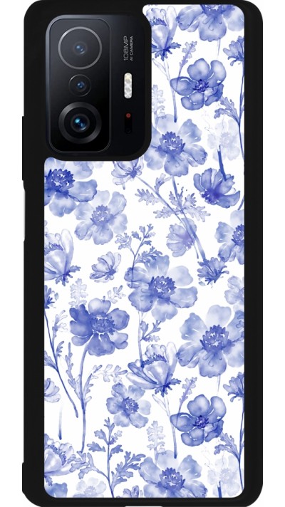 Coque Xiaomi 11T - Silicone rigide noir Spring 23 watercolor blue flowers