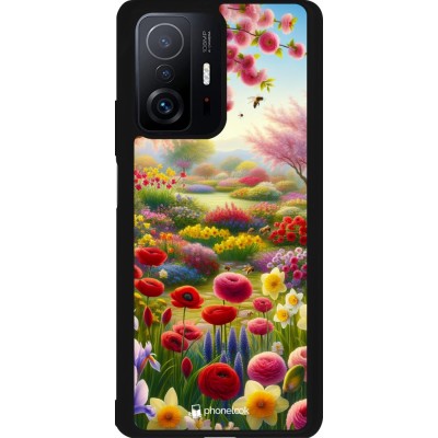 Coque Xiaomi 11T - Silicone rigide noir Spring 25 Bouquet printemps