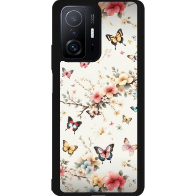 Coque Xiaomi 11T - Silicone rigide noir Spring 25 Papillons Légers