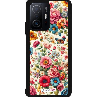 Coque Xiaomi 11T - Silicone rigide noir Spring 25 printemps fleuri