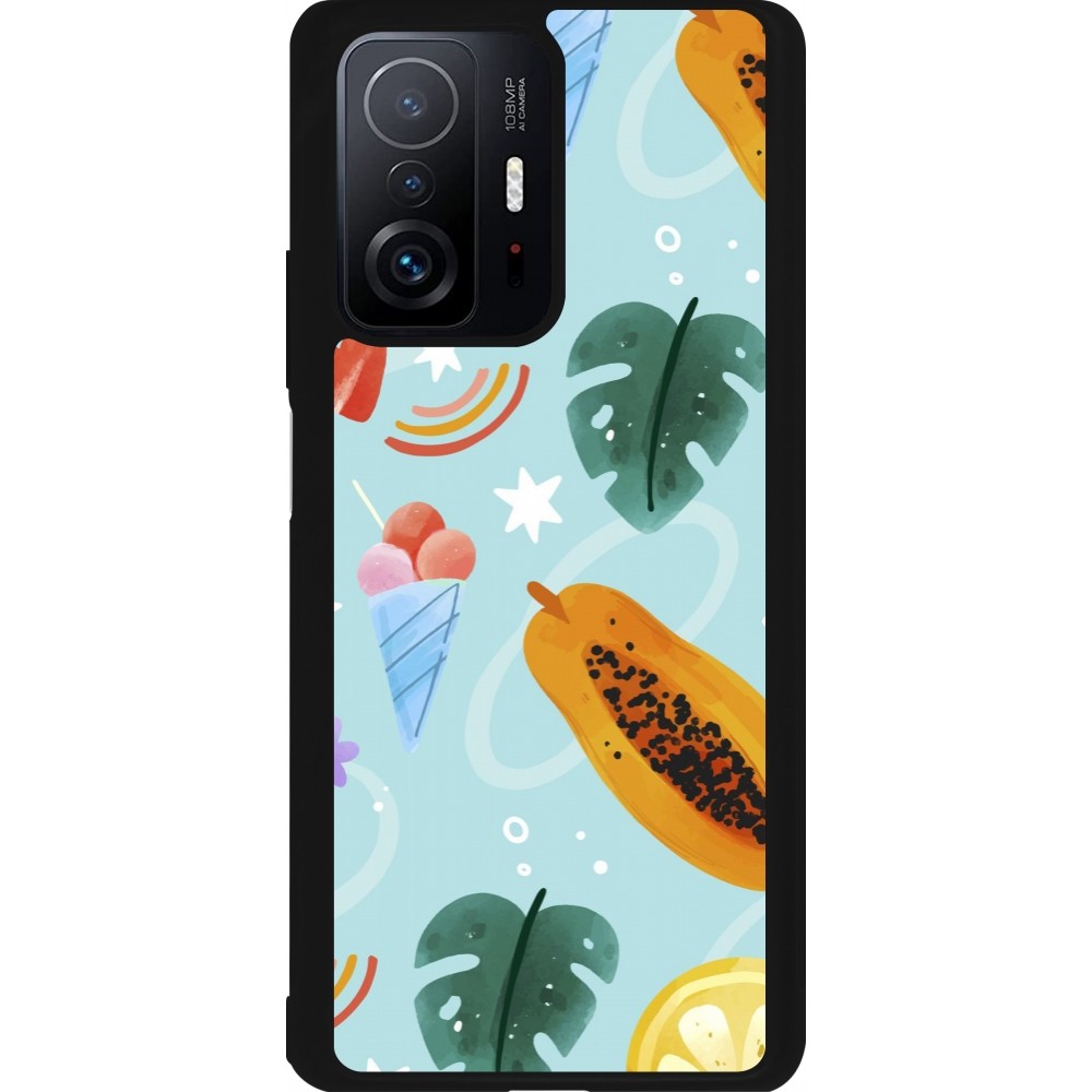 Coque Xiaomi 11T - Silicone rigide noir Summer 2025 Pattern papaya